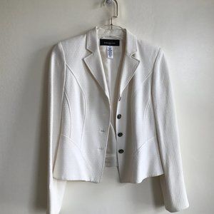 Jones NY Textured White Blazer Jacket 2 P Petite
